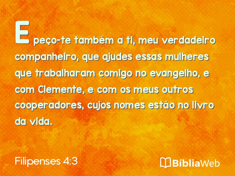 Filipenses 4:3 em imagem para compartilhar