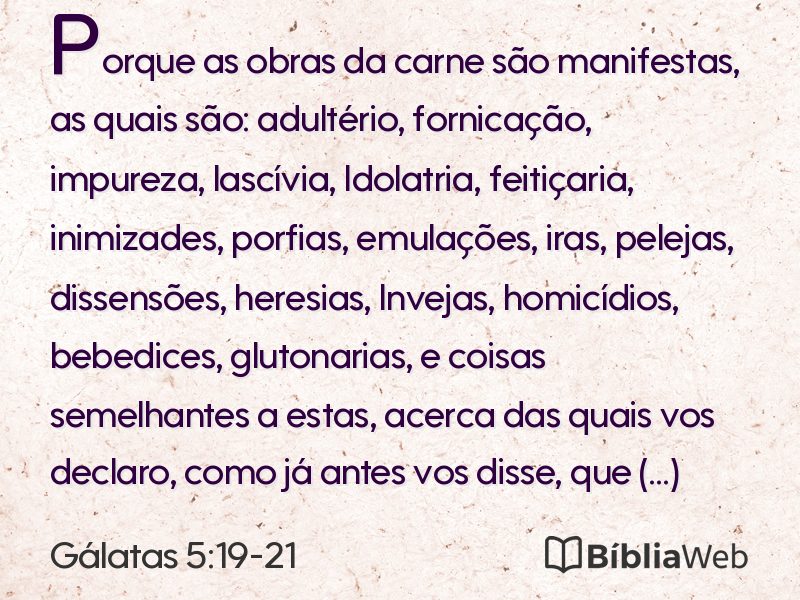 Gálatas 5:19-21 em imagem para compartilhar