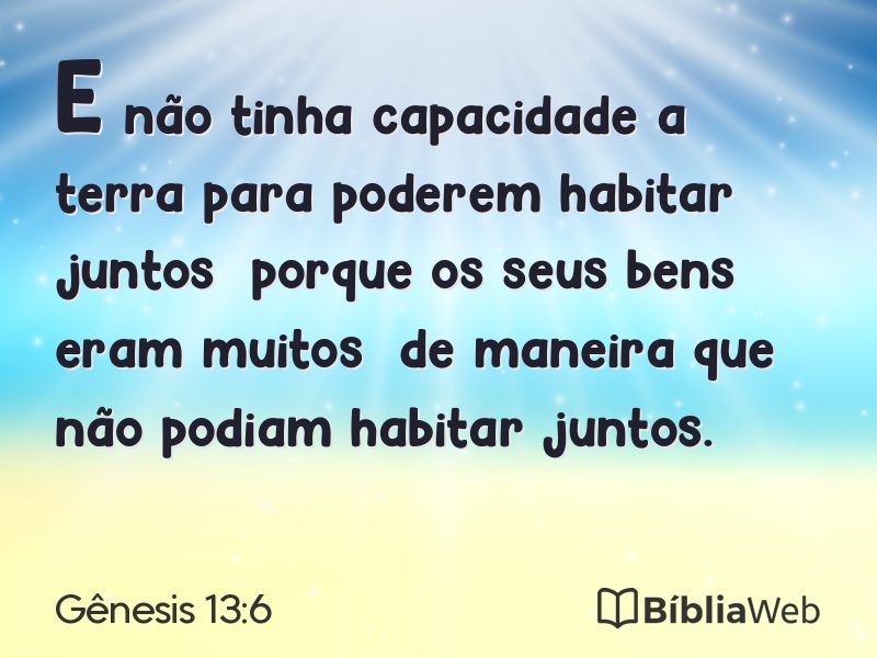 Gênesis 13:6 em imagem para compartilhar