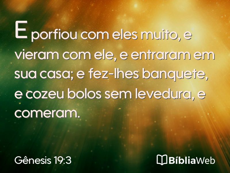 Gênesis 19:3 em imagem para compartilhar
