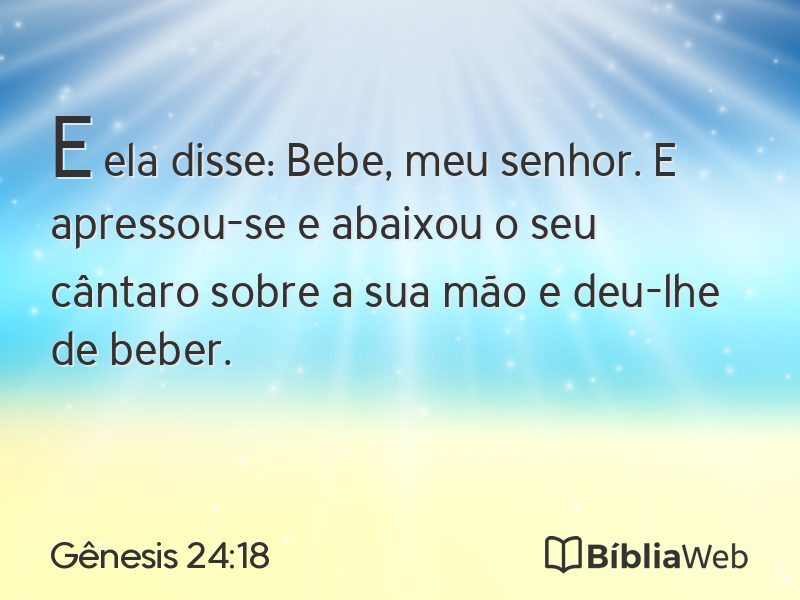 Gênesis 24:18 em imagem para compartilhar