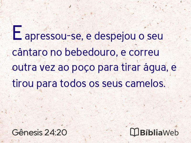 Gênesis 24:20 em imagem para compartilhar