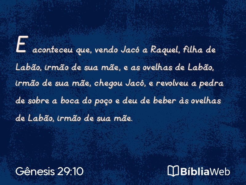 Gênesis 29:10 em imagem para compartilhar