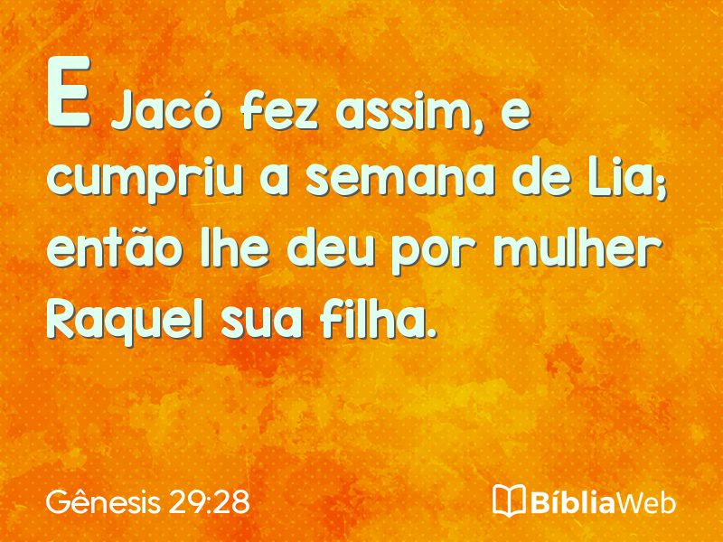Gênesis 29:28 em imagem para compartilhar