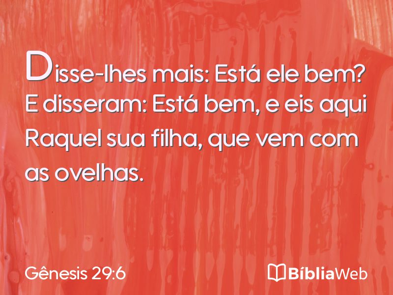 Gênesis 29:6 em imagem para compartilhar