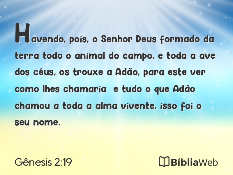Gênesis 2:19 em imagem para compartilhar