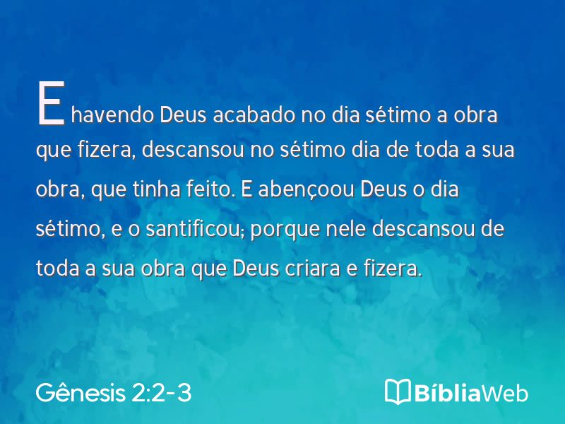 Gênesis 2:2-3 em imagem para compartilhar