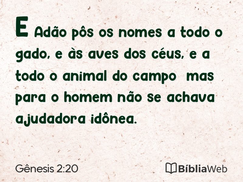Gênesis 2:20 em imagem para compartilhar