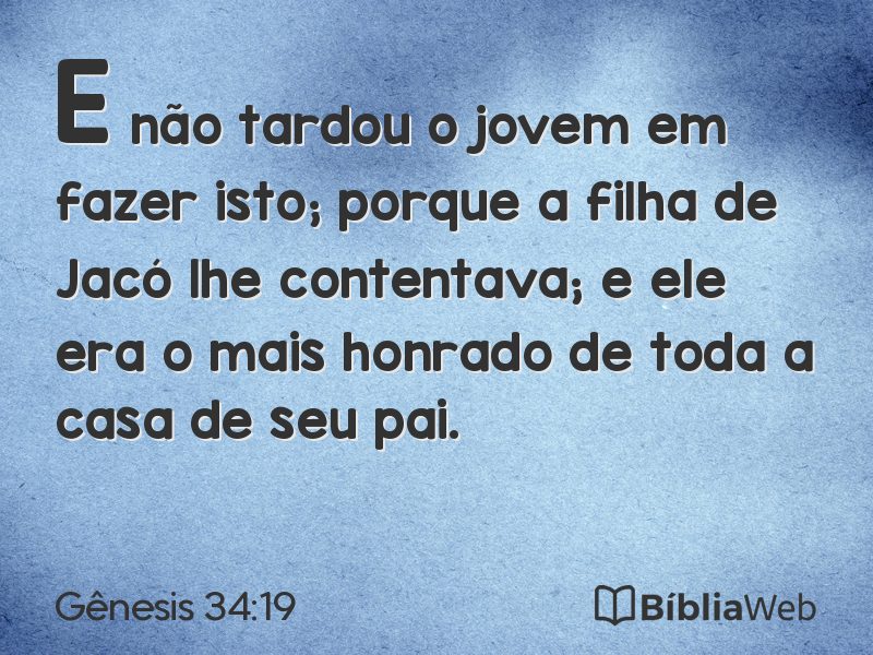 Gênesis 34:19 em imagem para compartilhar