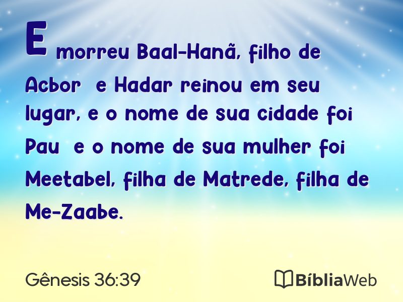 Gênesis 36:39 em imagem para compartilhar