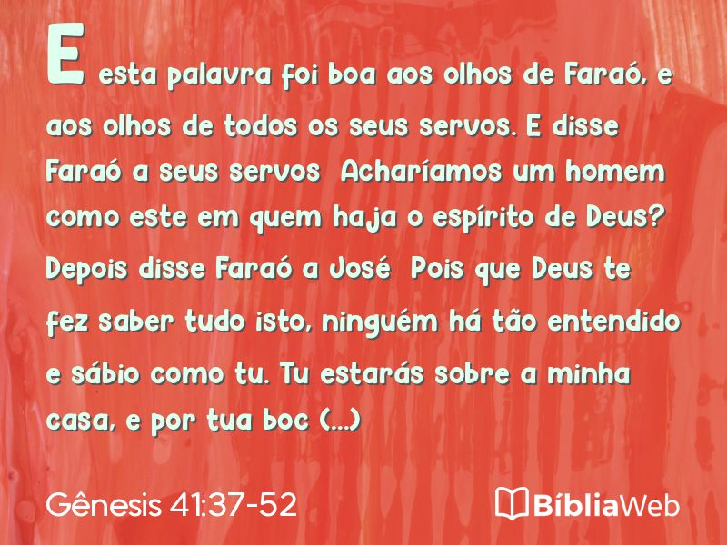 Gênesis 41:37-52 em imagem para compartilhar