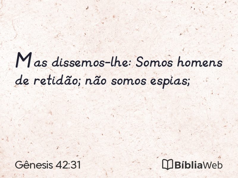 Gênesis 42:31 em imagem para compartilhar