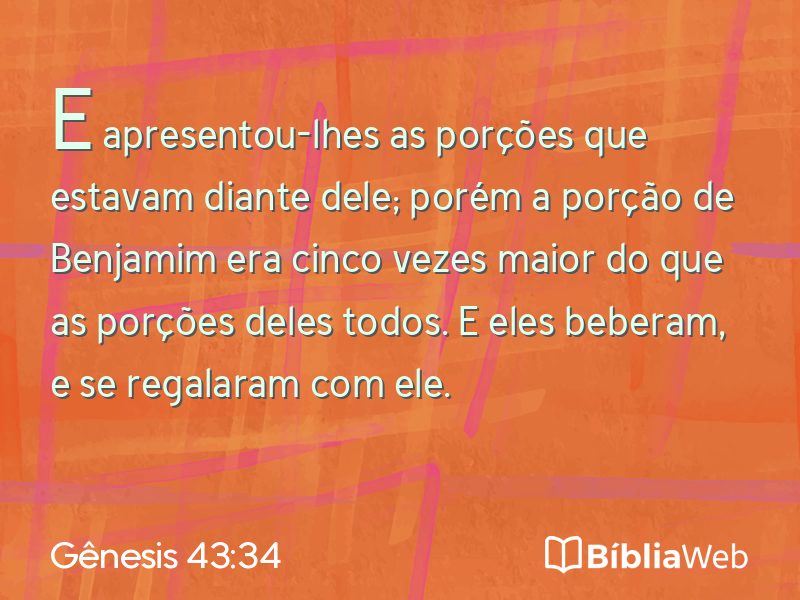 Gênesis 43:34 em imagem para compartilhar