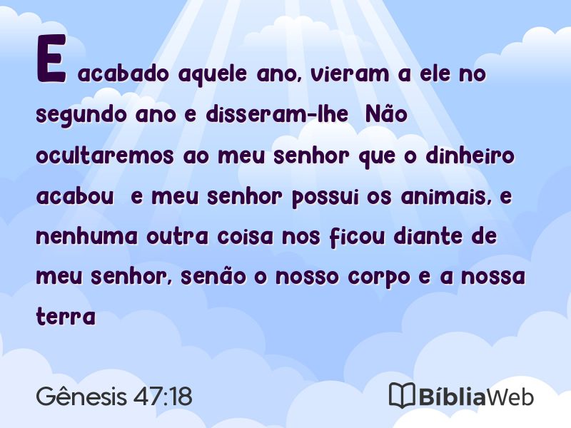 Gênesis 47:18 em imagem para compartilhar