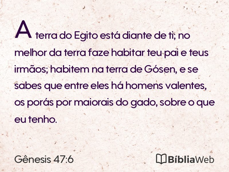 Gênesis 47:6 em imagem para compartilhar
