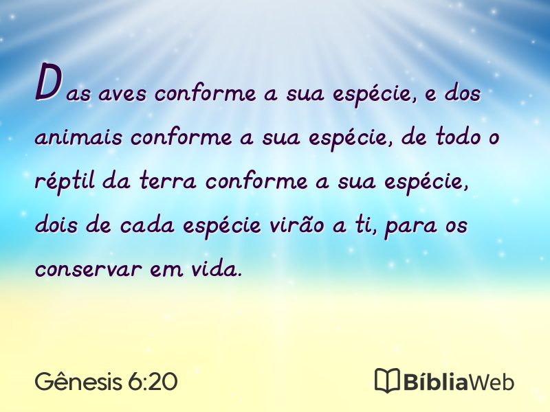 Gênesis 6:20 em imagem para compartilhar