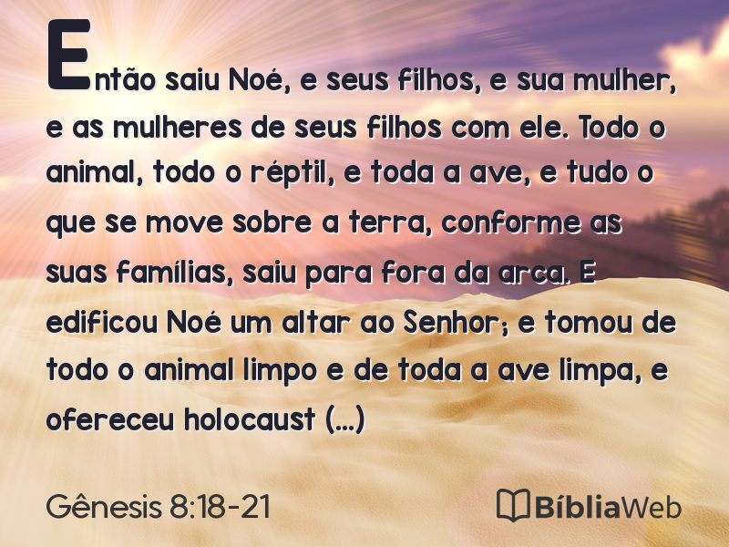 Gênesis 8:18-21 em imagem para compartilhar