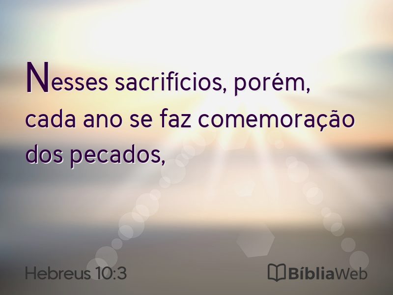 Hebreus 10:3 em imagem para compartilhar