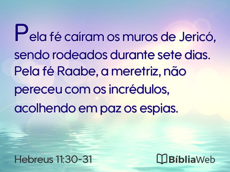 Hebreus 11:30-31 em imagem para compartilhar
