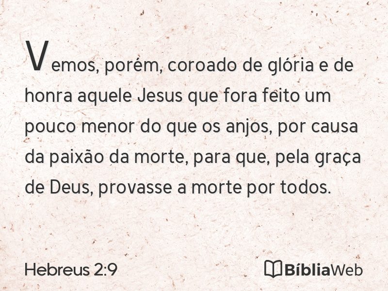 Hebreus 2:9 em imagem para compartilhar