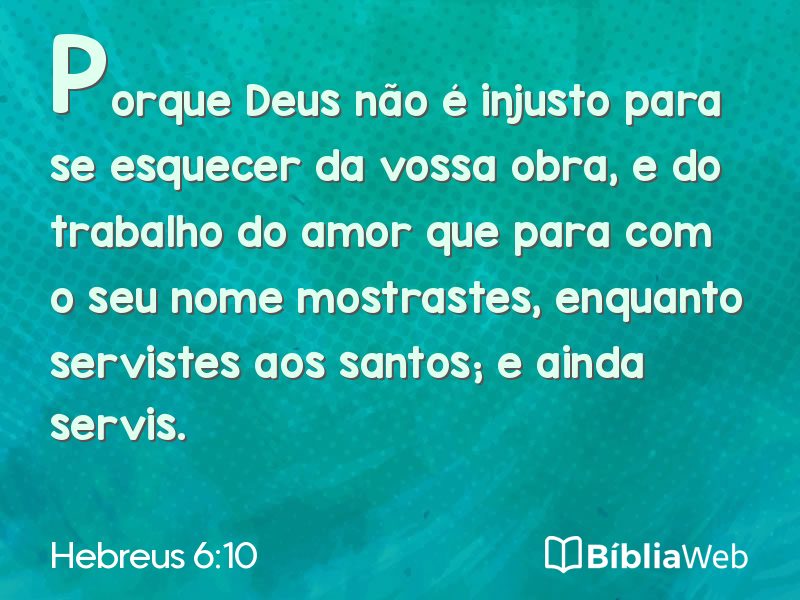 Hebreus 6:10 em imagem para compartilhar