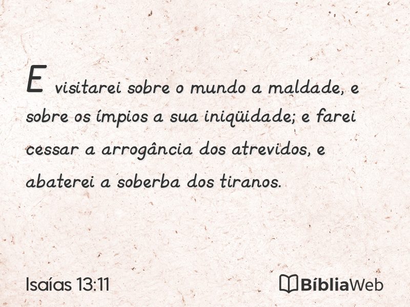 Isaías 13:11 em imagem para compartilhar