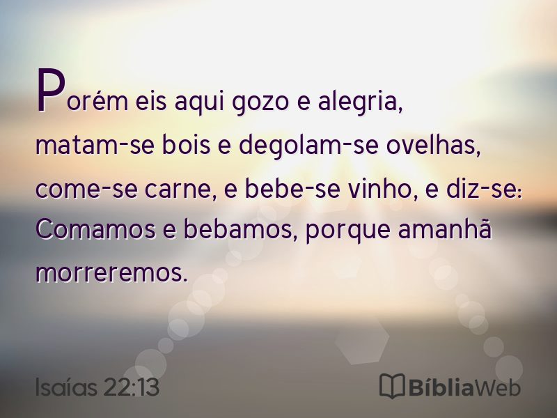 Isaías 22:13 em imagem para compartilhar