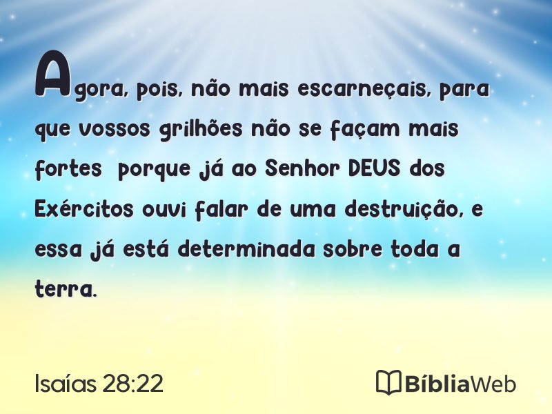 Isaías 28:22 em imagem para compartilhar