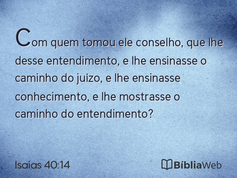 Isaías 40:14 em imagem para compartilhar