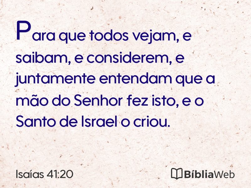 Isaías 41:20 em imagem para compartilhar