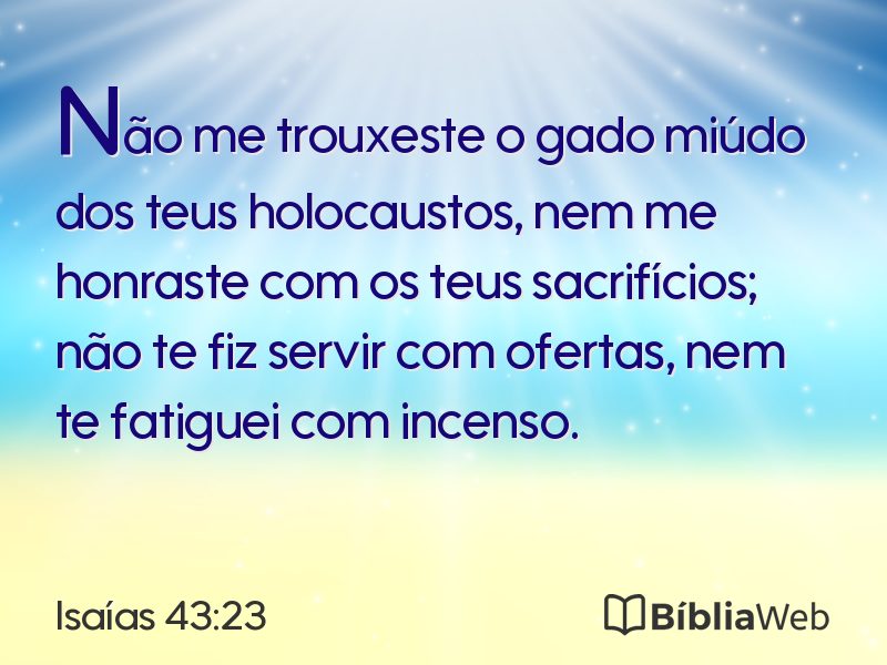 Isaías 43:23 em imagem para compartilhar