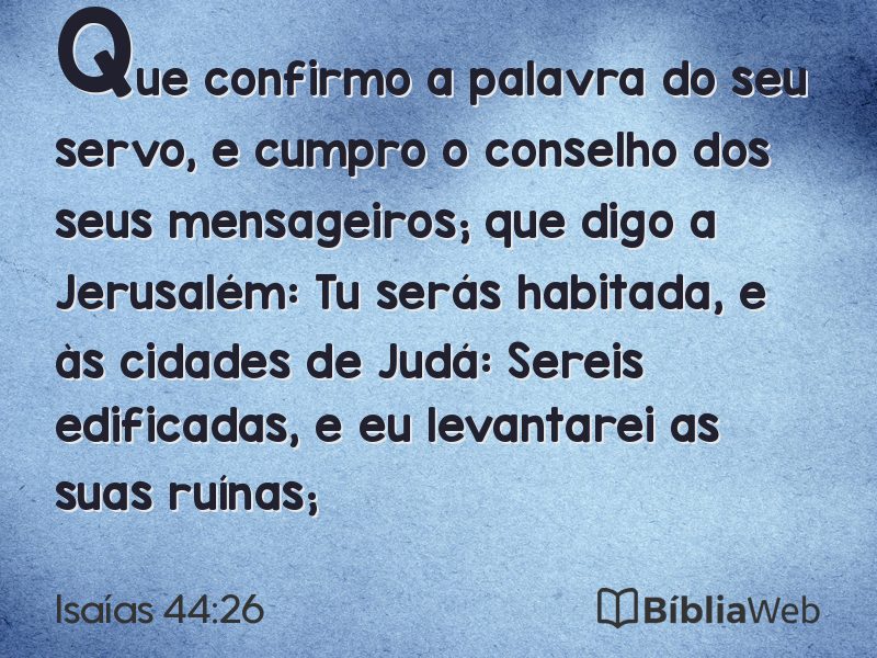 Isaías 44:26 em imagem para compartilhar