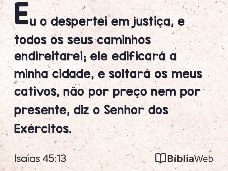 Isaías 45:13 em imagem para compartilhar