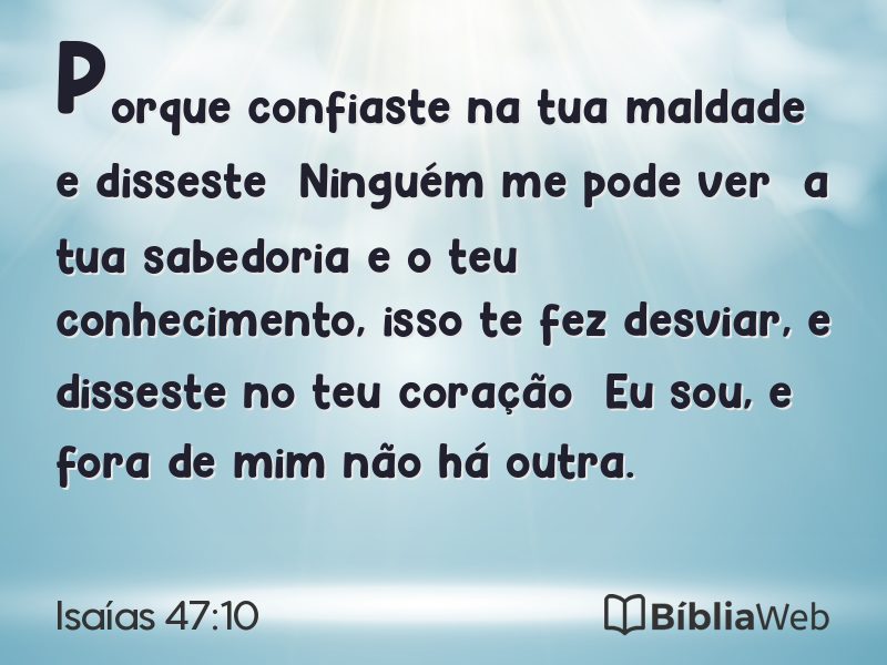 Isaías 47:10 em imagem para compartilhar