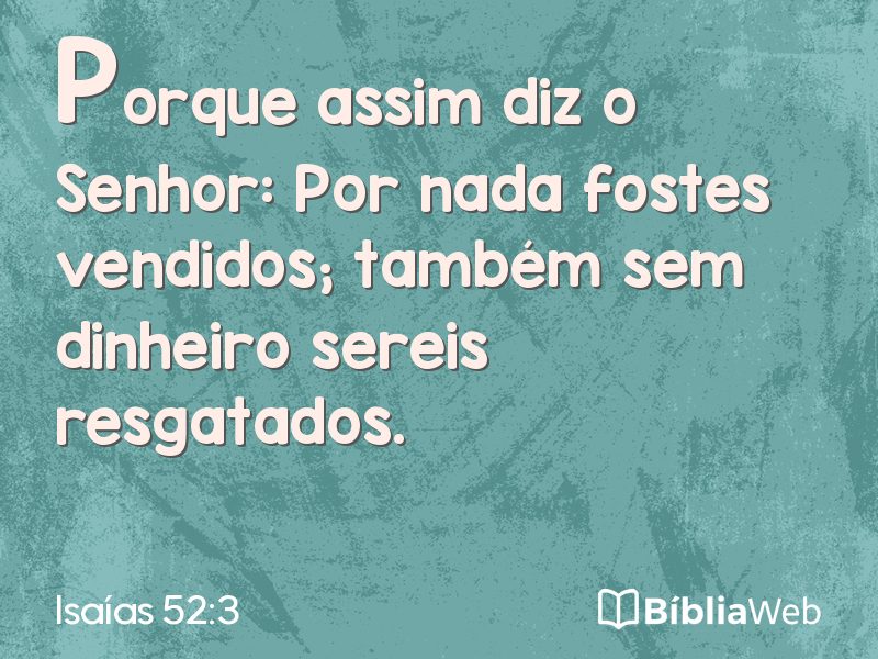 Isaías 52:3 em imagem para compartilhar