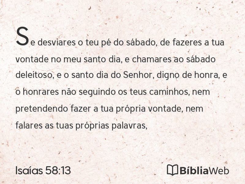 Isaías 58:13 em imagem para compartilhar