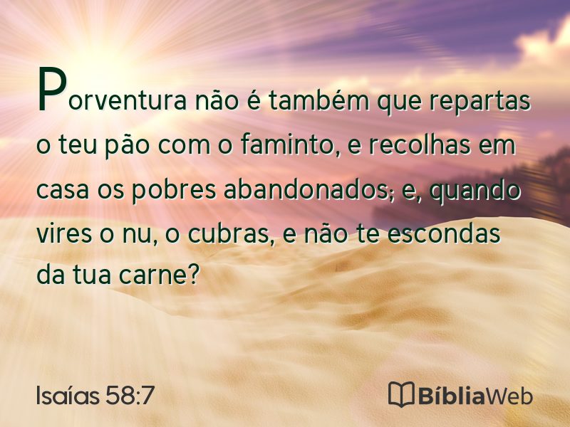 Isaías 58:7 em imagem para compartilhar
