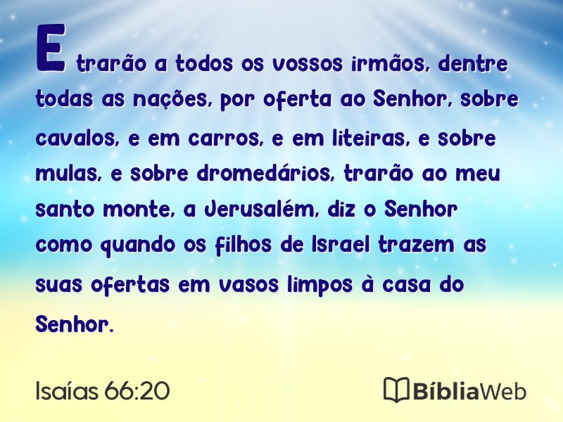 Isaías 66:20 em imagem para compartilhar