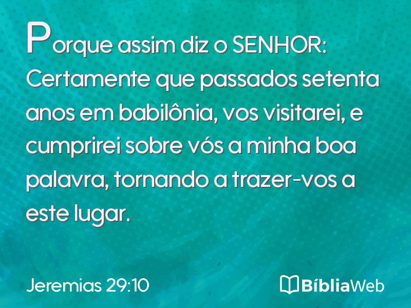Jeremias 29:10 em imagem para compartilhar
