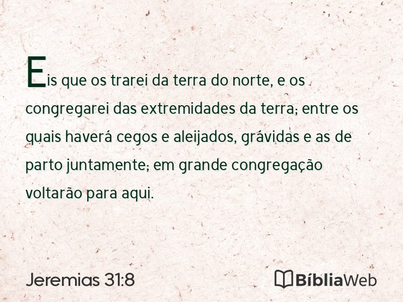 Jeremias 31:8 em imagem para compartilhar