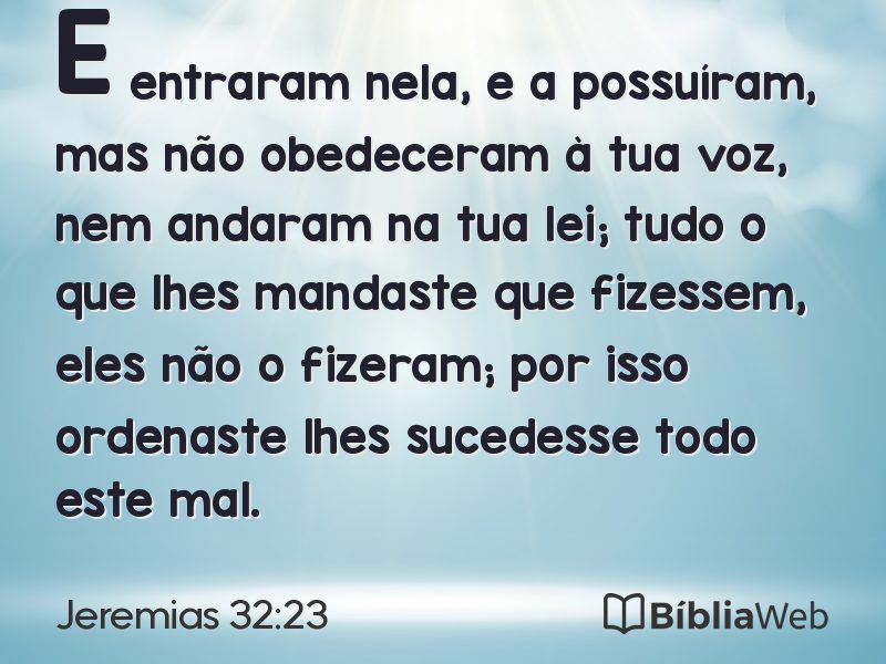 Jeremias 32:23 em imagem para compartilhar