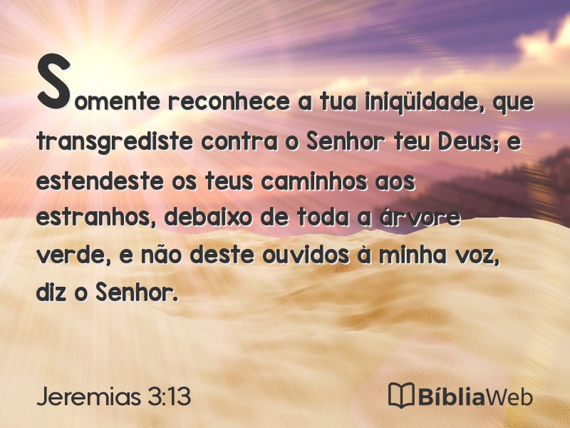 Jeremias 3:13 em imagem para compartilhar