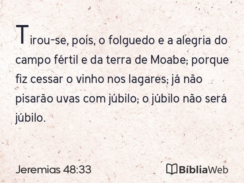 Jeremias 48:33 em imagem para compartilhar