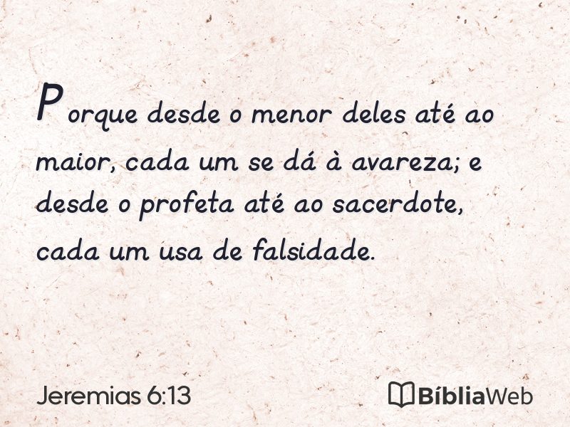 Jeremias 6:13 em imagem para compartilhar