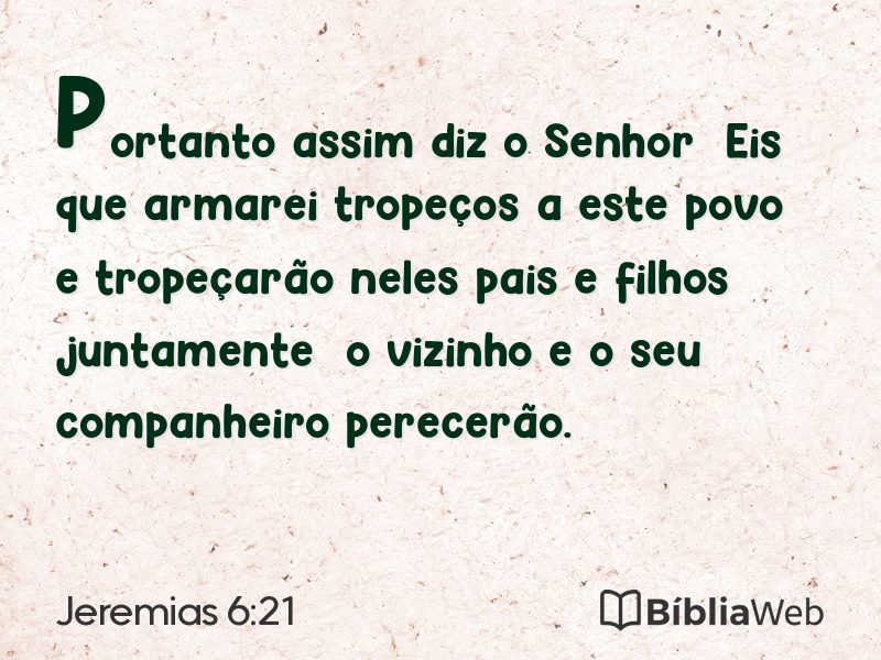 Jeremias 6:21 em imagem para compartilhar