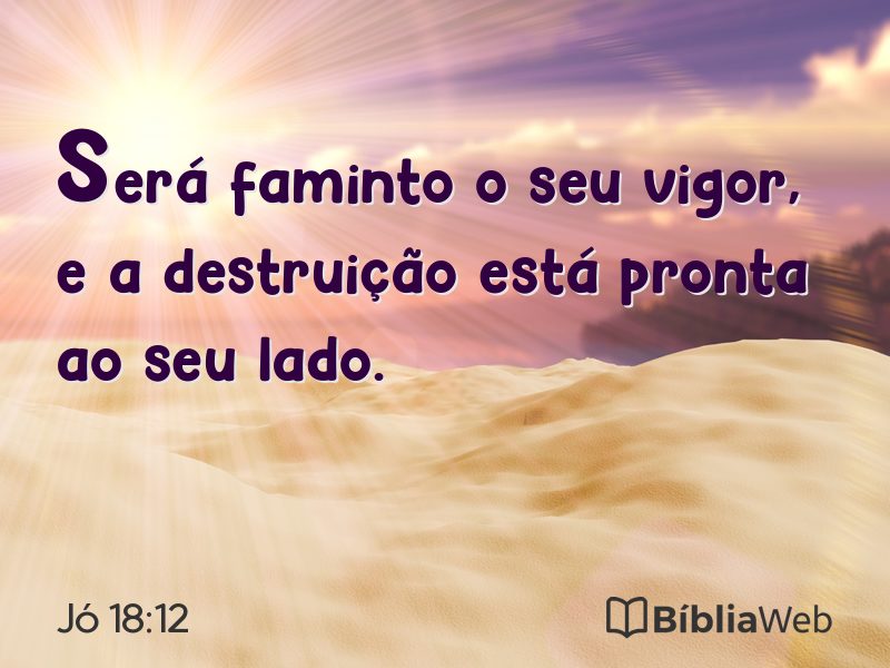 Jó 18:12 em imagem para compartilhar
