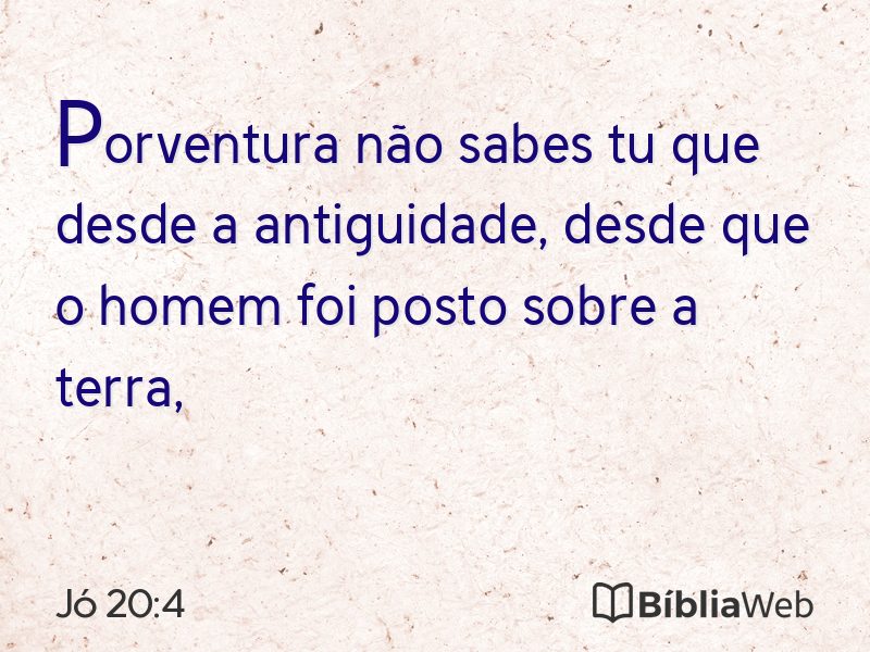 Jó 20:4 em imagem para compartilhar