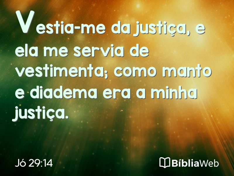 Jó 29:14 em imagem para compartilhar