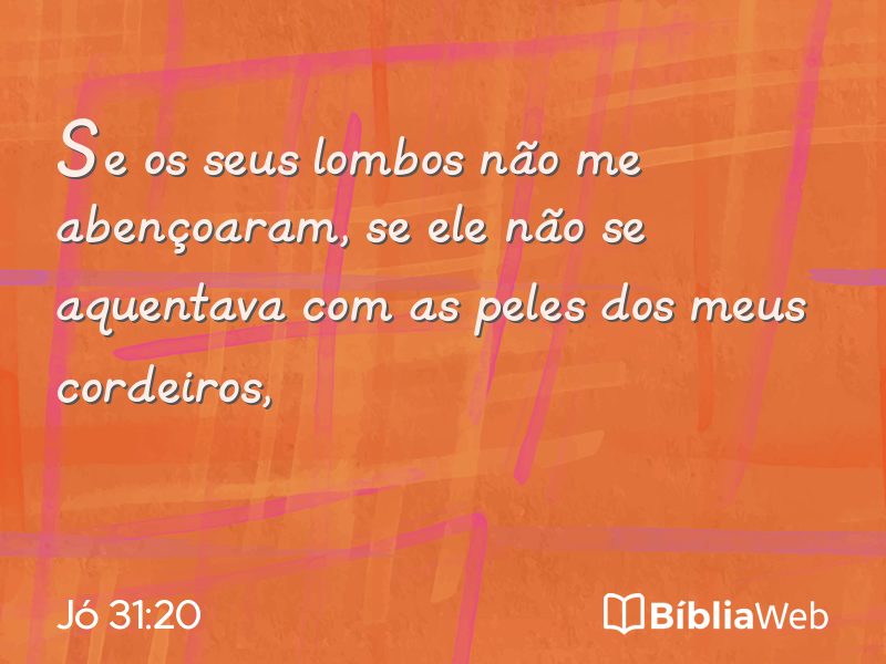 Jó 31:20 em imagem para compartilhar