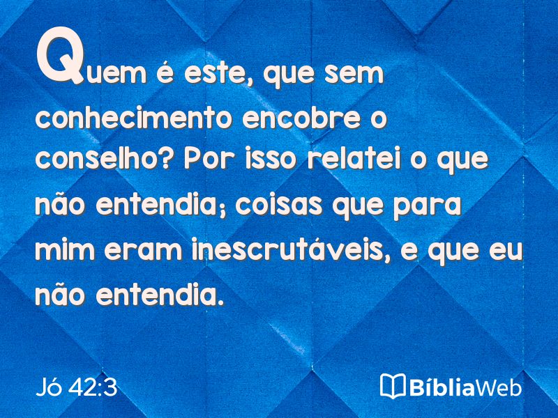 Jó 42:3 em imagem para compartilhar